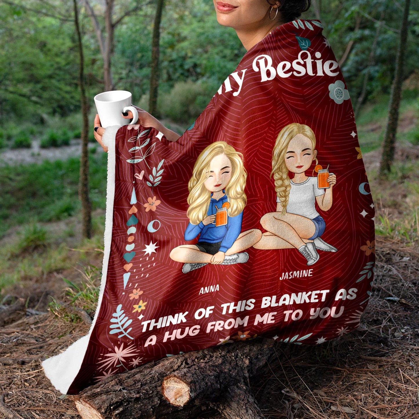 Personalized Sisters Blanket: "A Hug From Me To You" Bestie Gift