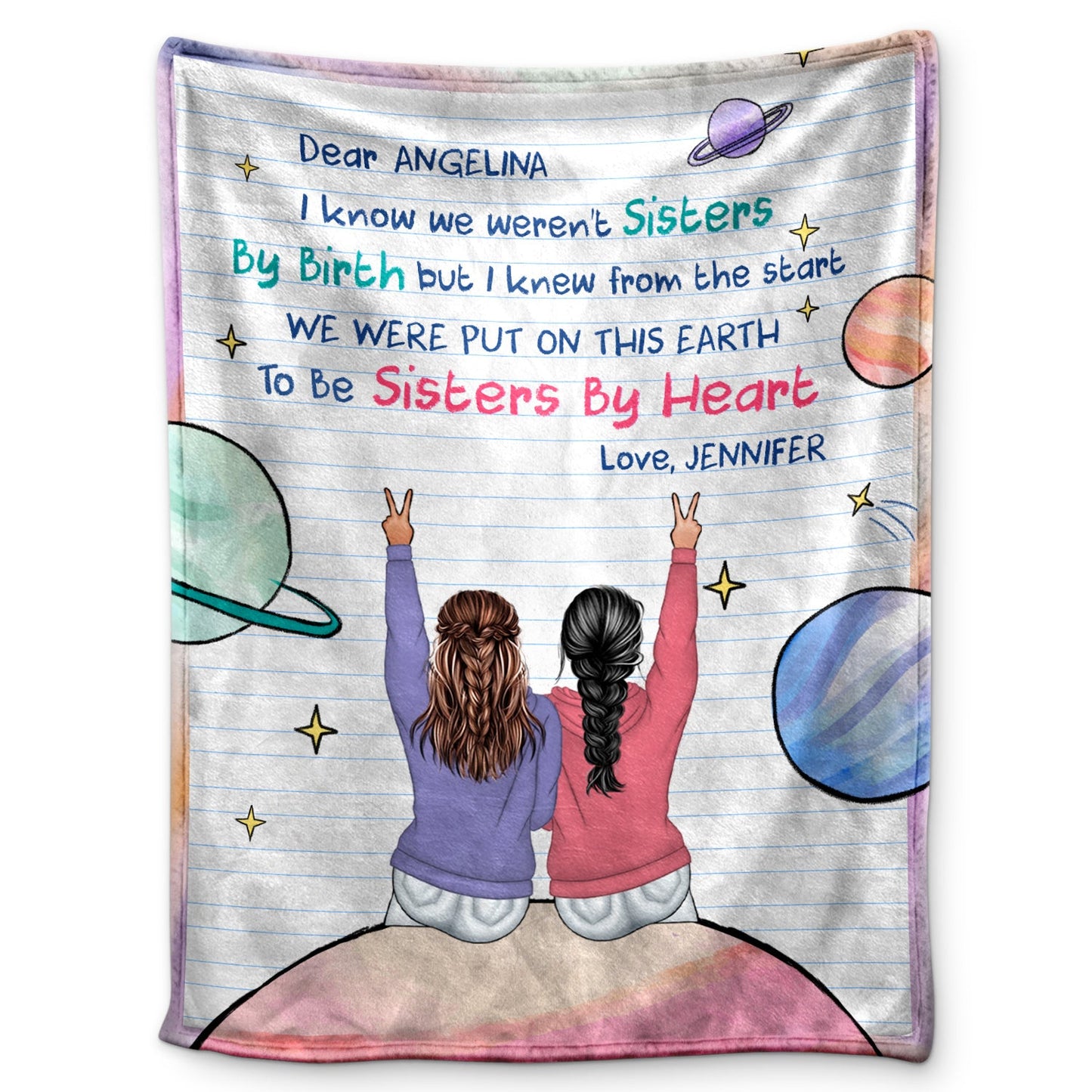 Personalized 'Sisters By Heart' Best Friend Blanket | Custom Gift