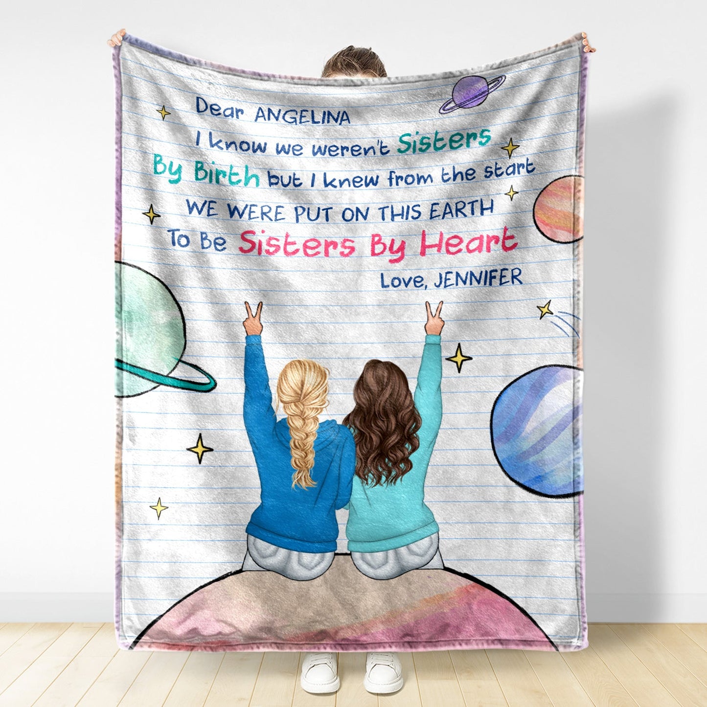 Personalized 'Sisters By Heart' Best Friend Blanket | Custom Gift