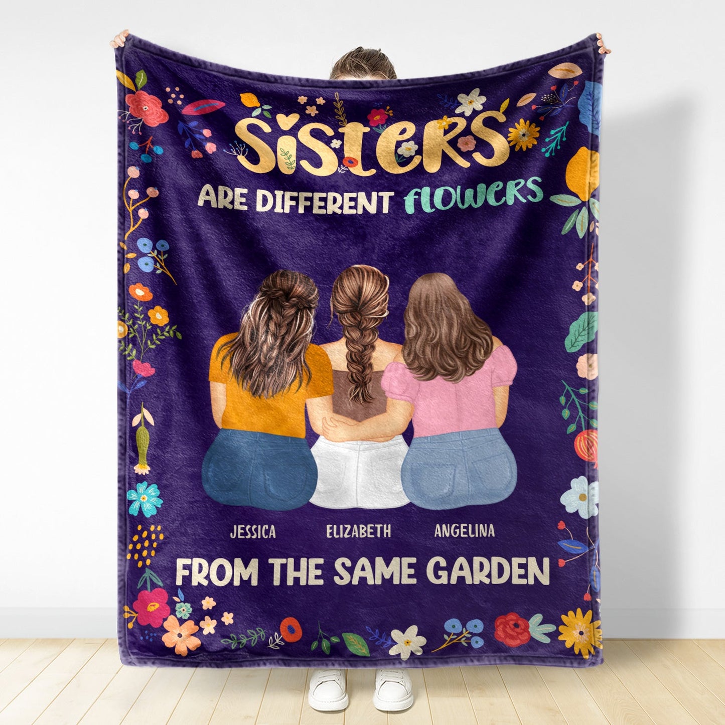 Personalized Sisters Blanket - 'Different Flowers from Same Garden'
