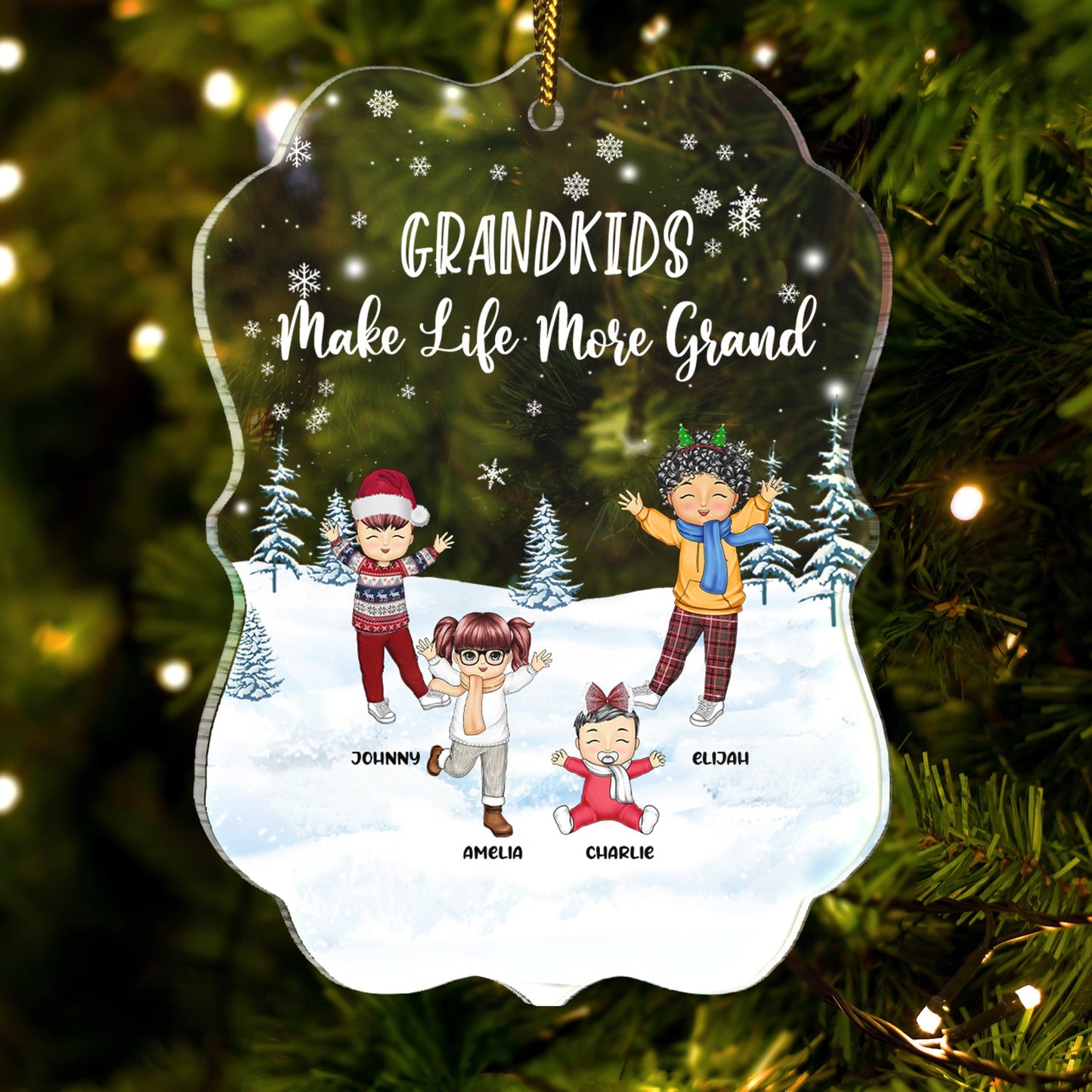 Personalized 'Life More Grand' Christmas Ornament for Grandparents