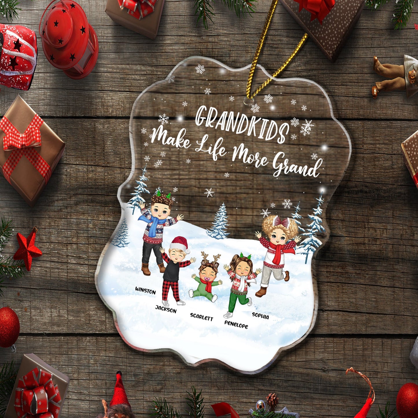 Personalized 'Life More Grand' Christmas Ornament for Grandparents