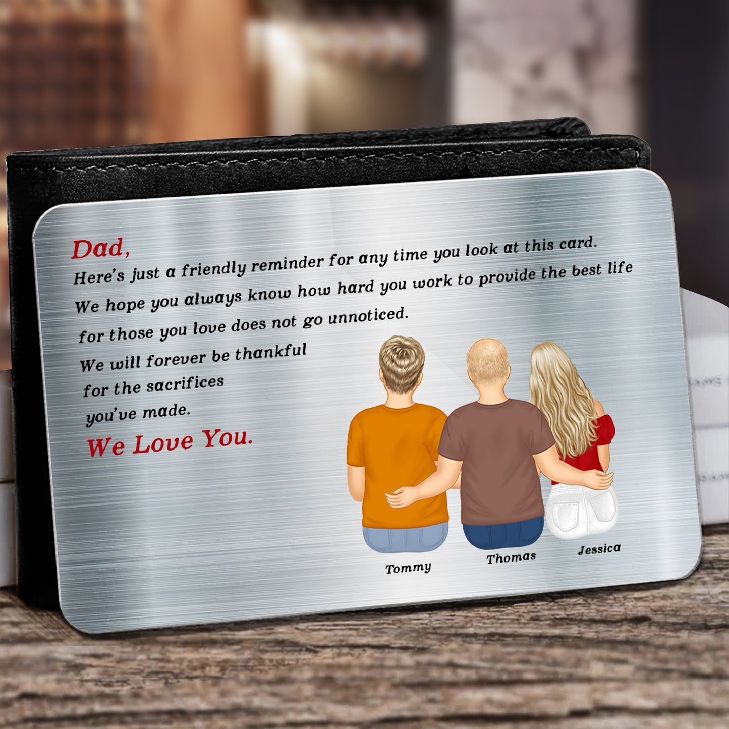 Customized Friendly Reminder Wallet Card for Dad - Heartfelt Keepsake