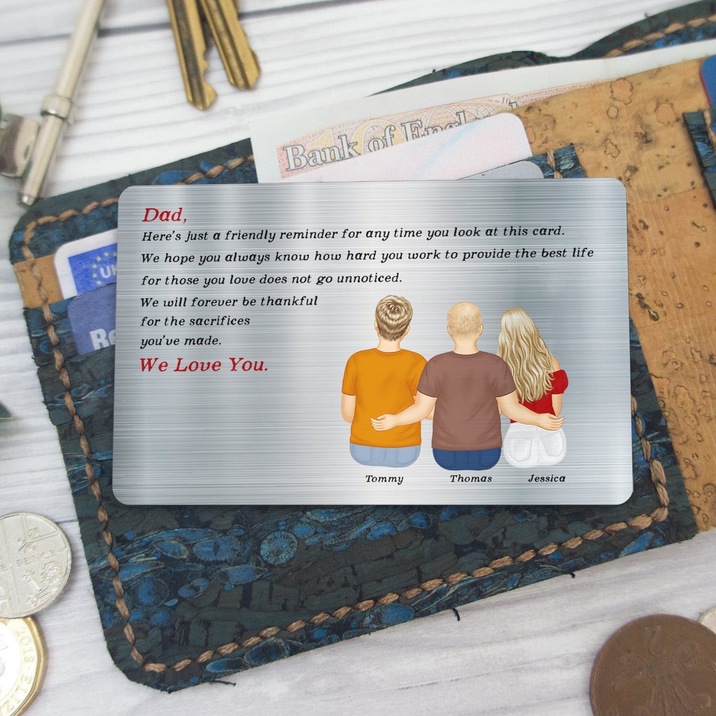Customized Friendly Reminder Wallet Card for Dad - Heartfelt Keepsake