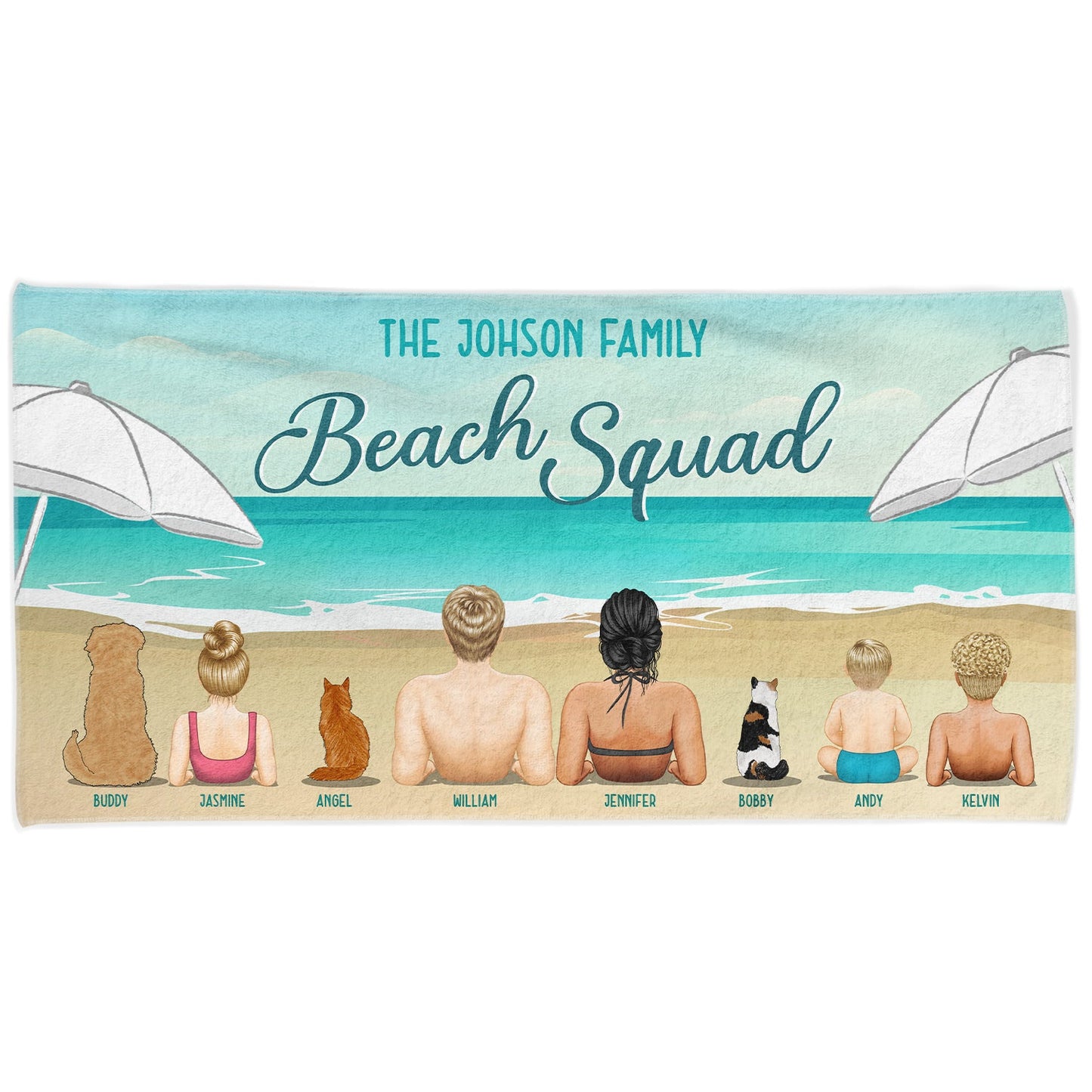 Personalized 'Beach Squad' Family Beach Towel - Custom Summer Gift