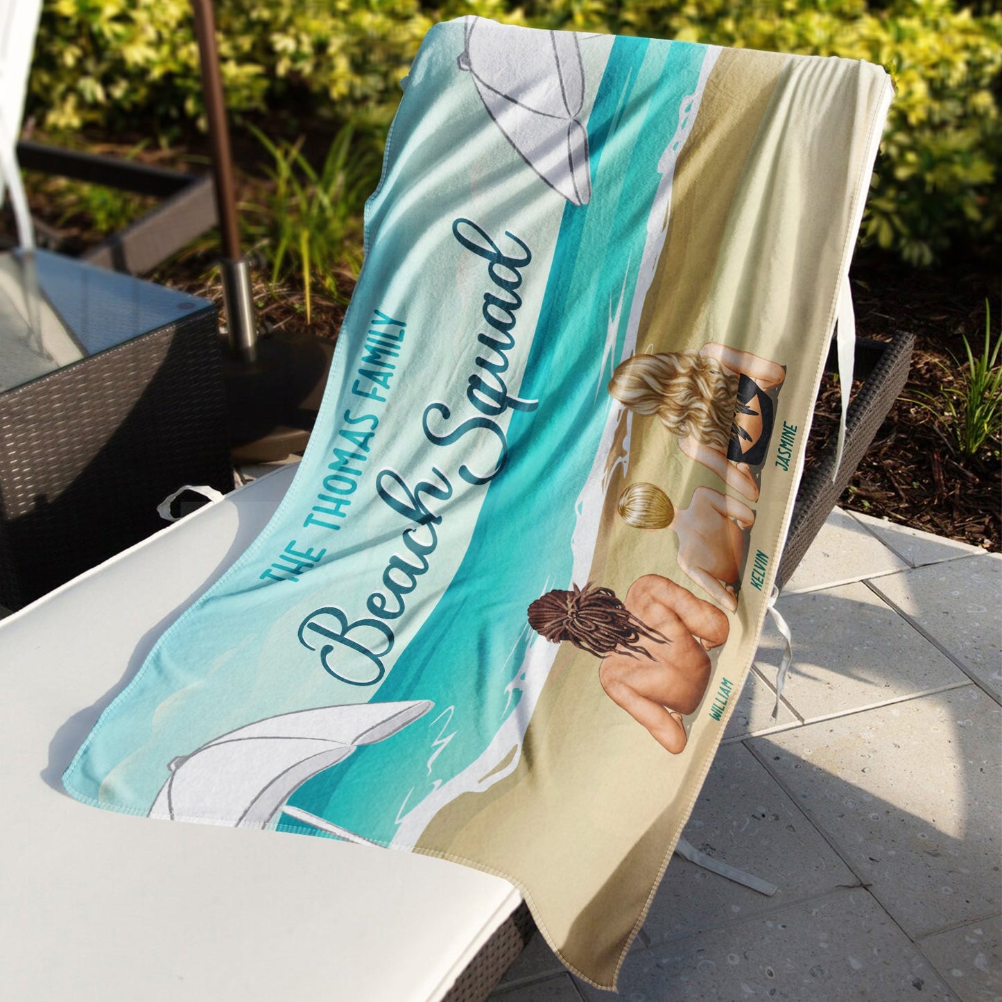 Personalized 'Beach Squad' Family Beach Towel - Custom Summer Gift
