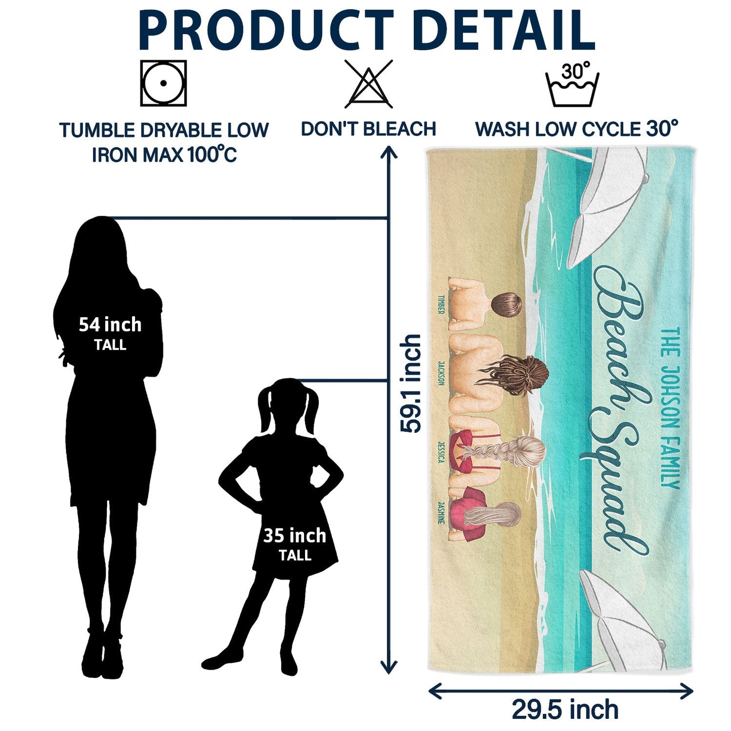 Personalized 'Beach Squad' Family Beach Towel - Custom Summer Gift