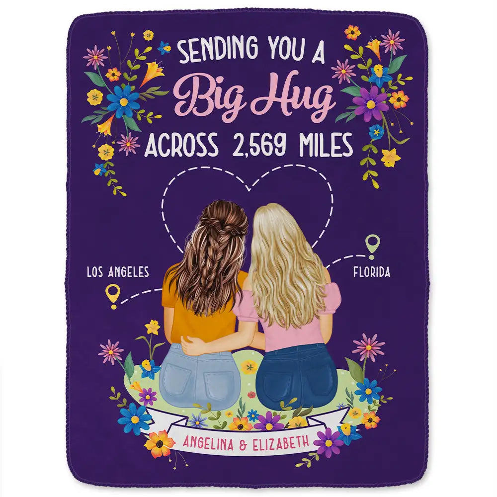 Personalized 'Big Hug Across Miles' Blanket for Long Distance Gifts Friends