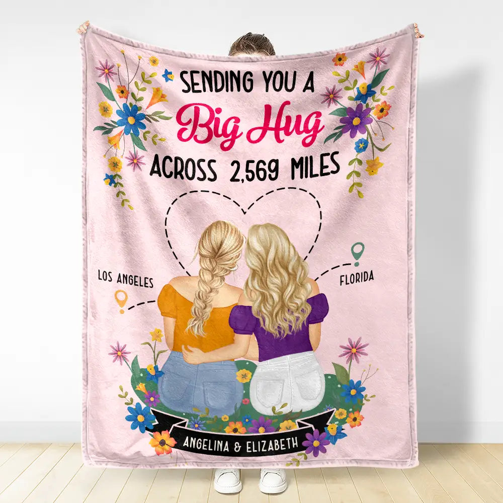 Personalized 'Big Hug Across Miles' Blanket for Long Distance Gifts Friends