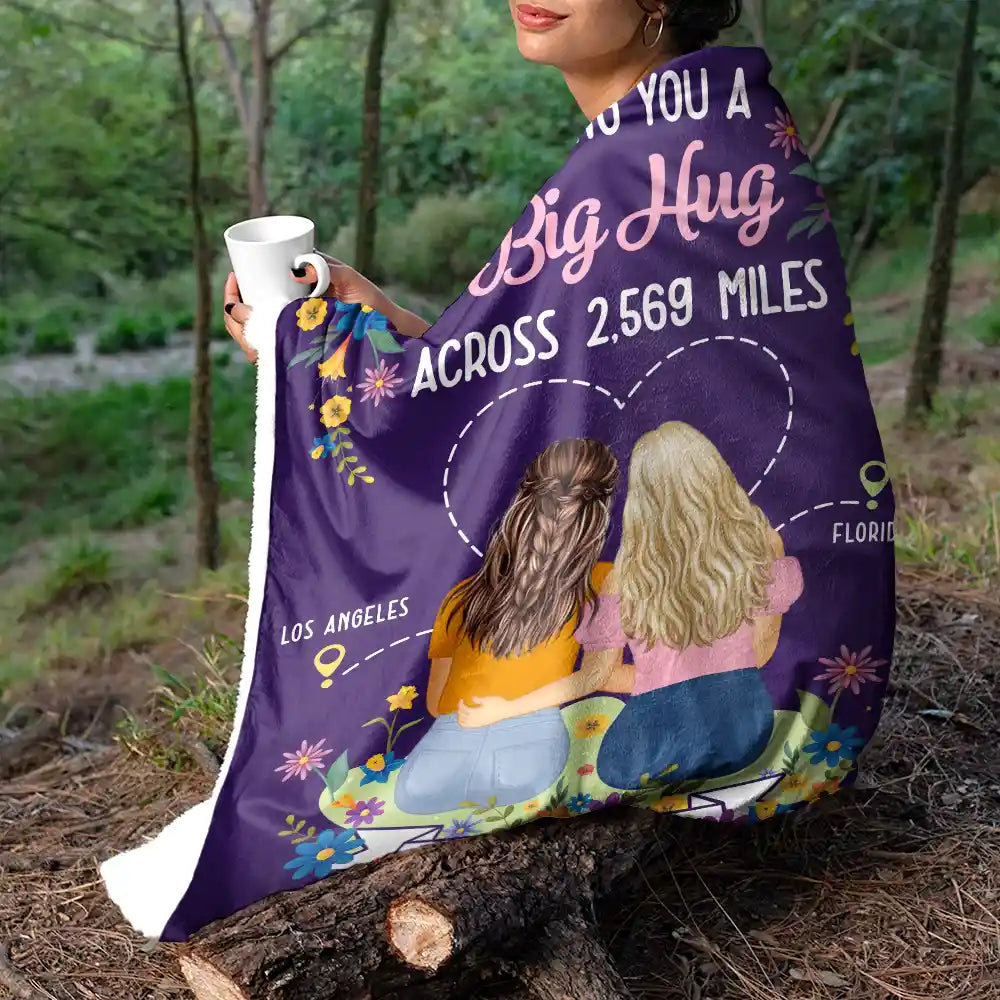 Personalized 'Big Hug Across Miles' Blanket for Long Distance Gifts Friends