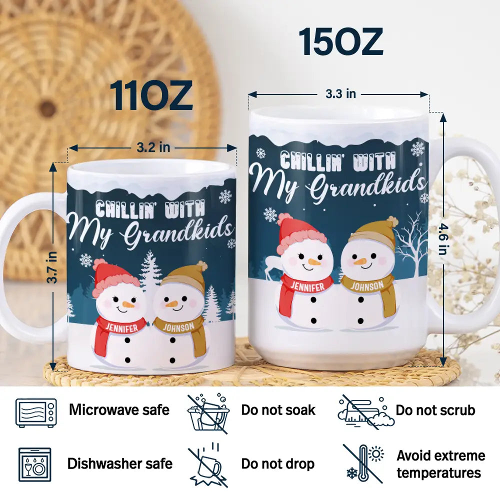 Personalized 'Chillin' With My Grandkids' Snowman Mug for Grandparents