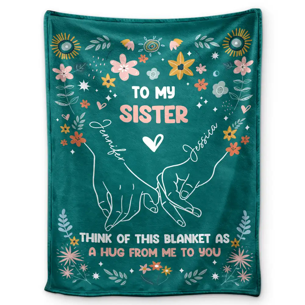 Gift For Women - Hands Holding As A Hug - Personalized Fleece Blanket, Sherpa Blanket