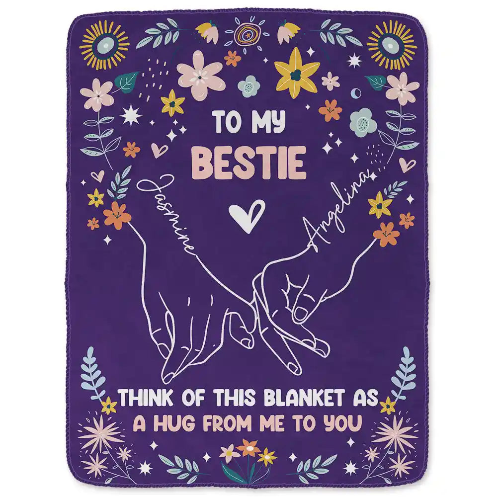 Gift For Women - Hands Holding As A Hug - Personalized Fleece Blanket, Sherpa Blanket