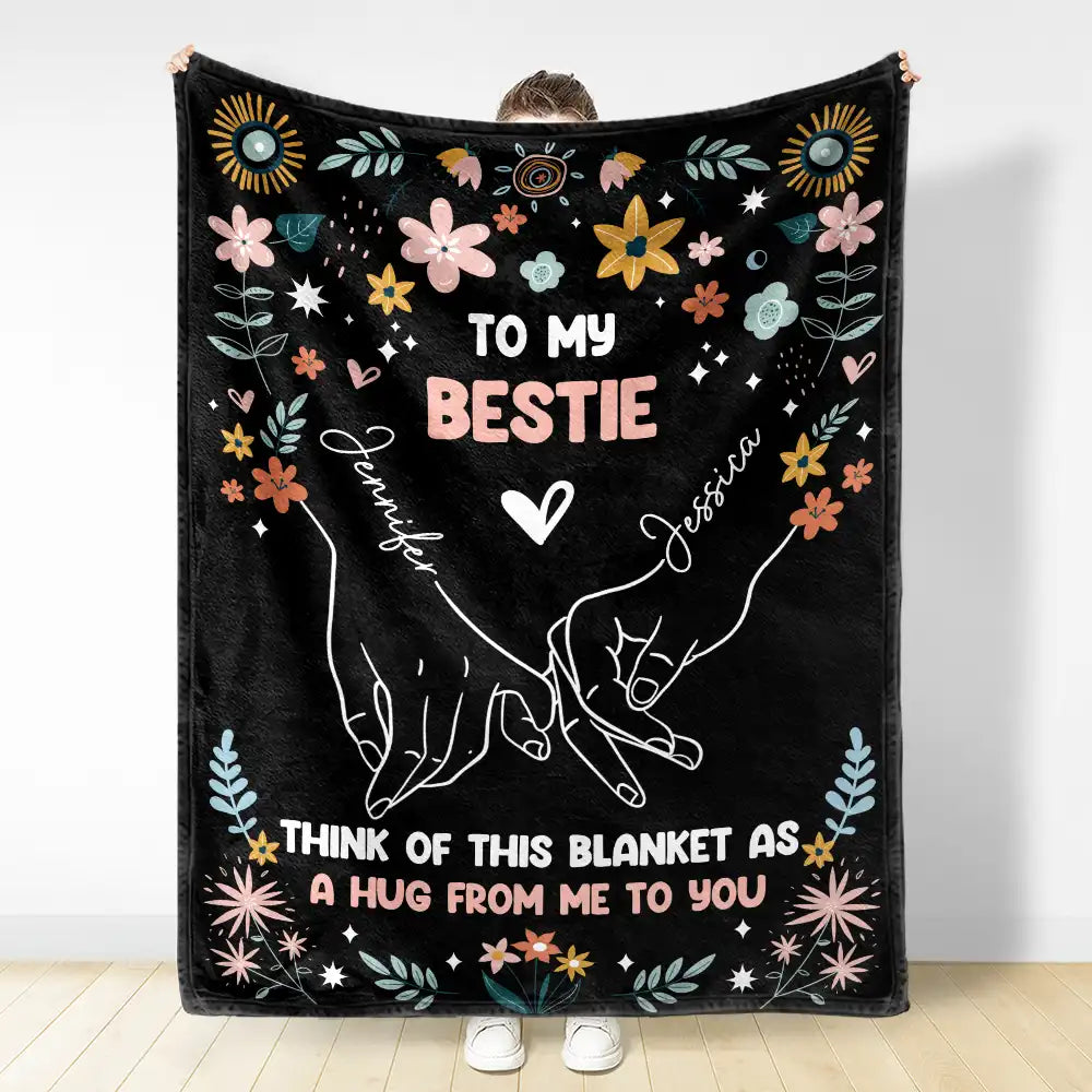 Gift For Women - Hands Holding As A Hug - Personalized Fleece Blanket, Sherpa Blanket