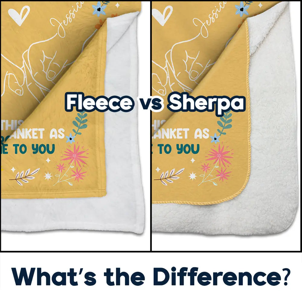 Gift For Women - Hands Holding As A Hug - Personalized Fleece Blanket, Sherpa Blanket