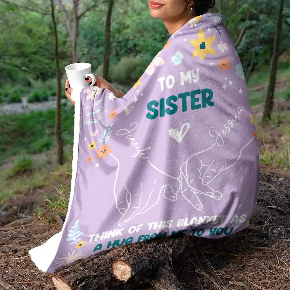 Gift For Women - Hands Holding As A Hug - Personalized Fleece Blanket, Sherpa Blanket
