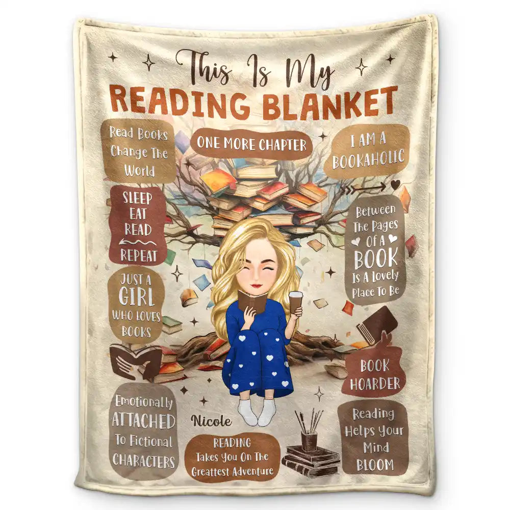Reading, Gift For Yourself - My Reading Blanket Book Tree One More Chapter - Personalized Fleece Blanket, Sherpa Blanket