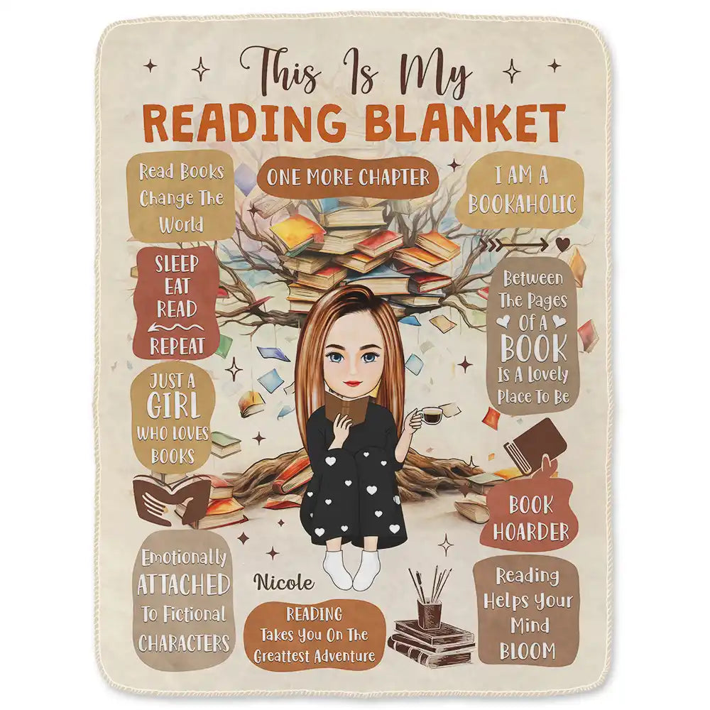 Reading, Gift For Yourself - My Reading Blanket Book Tree One More Chapter - Personalized Fleece Blanket, Sherpa Blanket