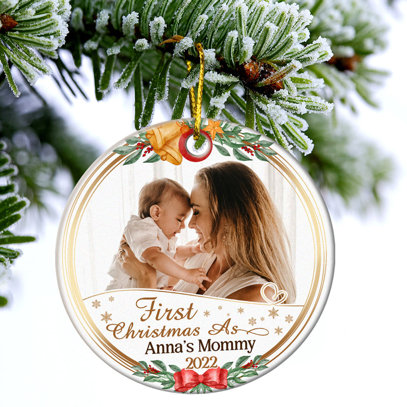 Personalized "First Christmas As Mr. & Mrs." Ceramic Photo Ornament