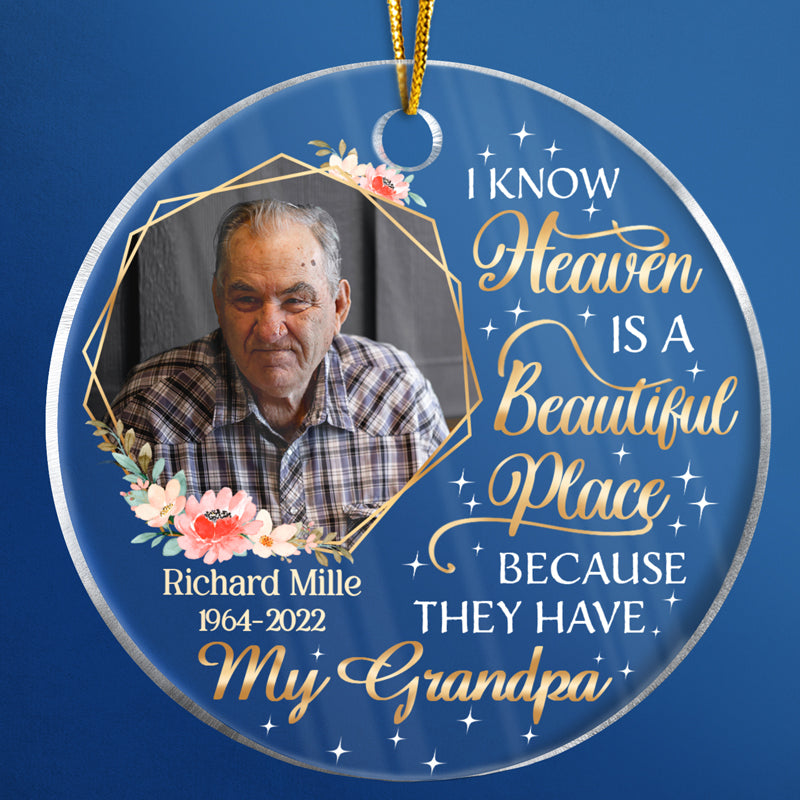Custom Photo Memorial For Loved One Ornament "Heaven Has My Mom" - Personalized Keepsake Gift