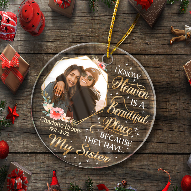 Custom Photo Memorial For Loved One Ornament "Heaven Has My Mom" - Personalized Keepsake Gift