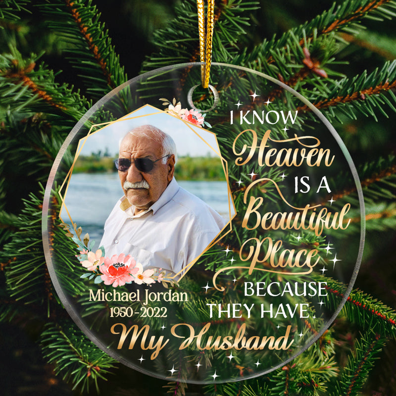 Custom Photo Memorial For Loved One Ornament "Heaven Has My Mom" - Personalized Keepsake Gift