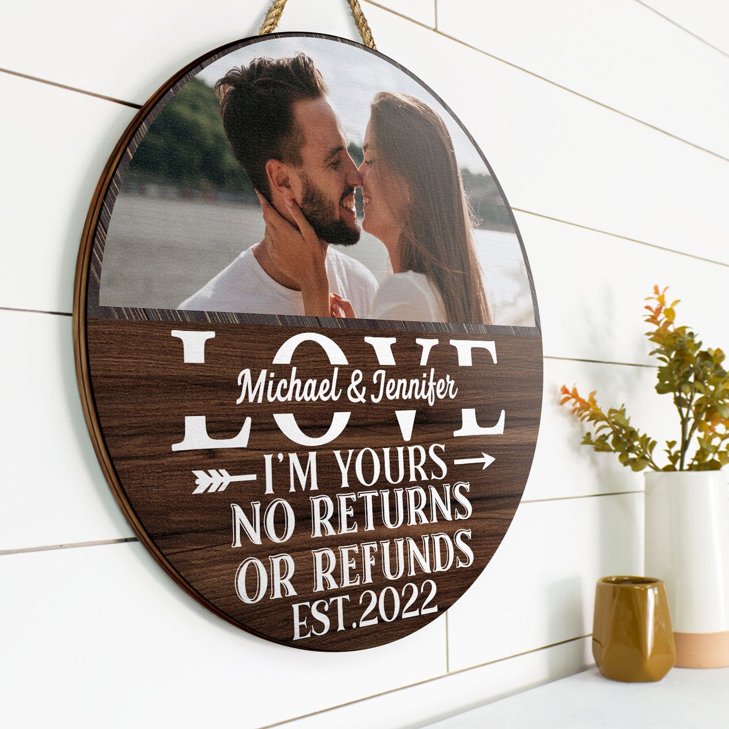 Personalized Photo Wood Sign: All Because Two People Swiped Right | Custom Couple Wall Art