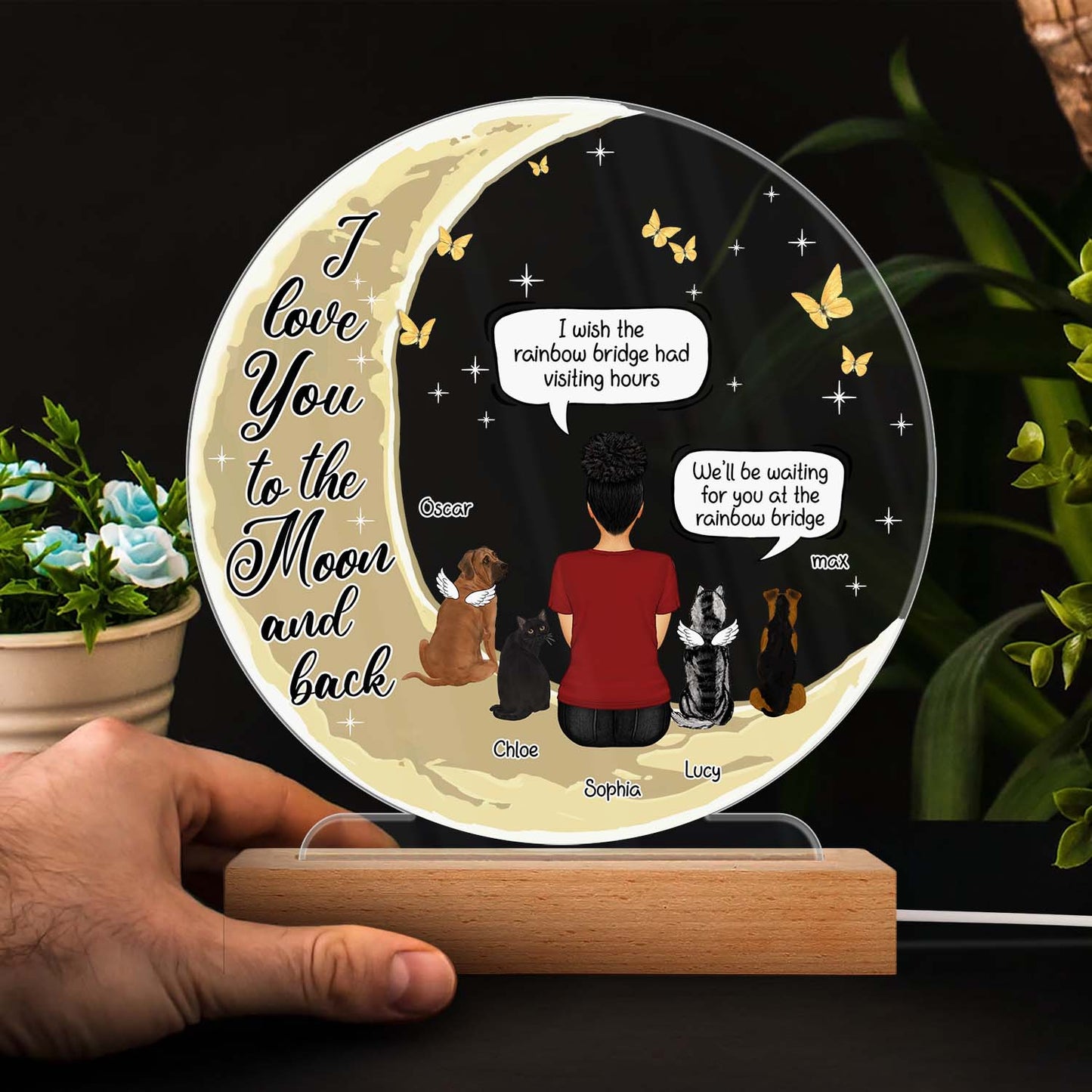 Personalized Pet Memorial For Loved One 3D LED Light - 'I Miss You' Keepsake Gift