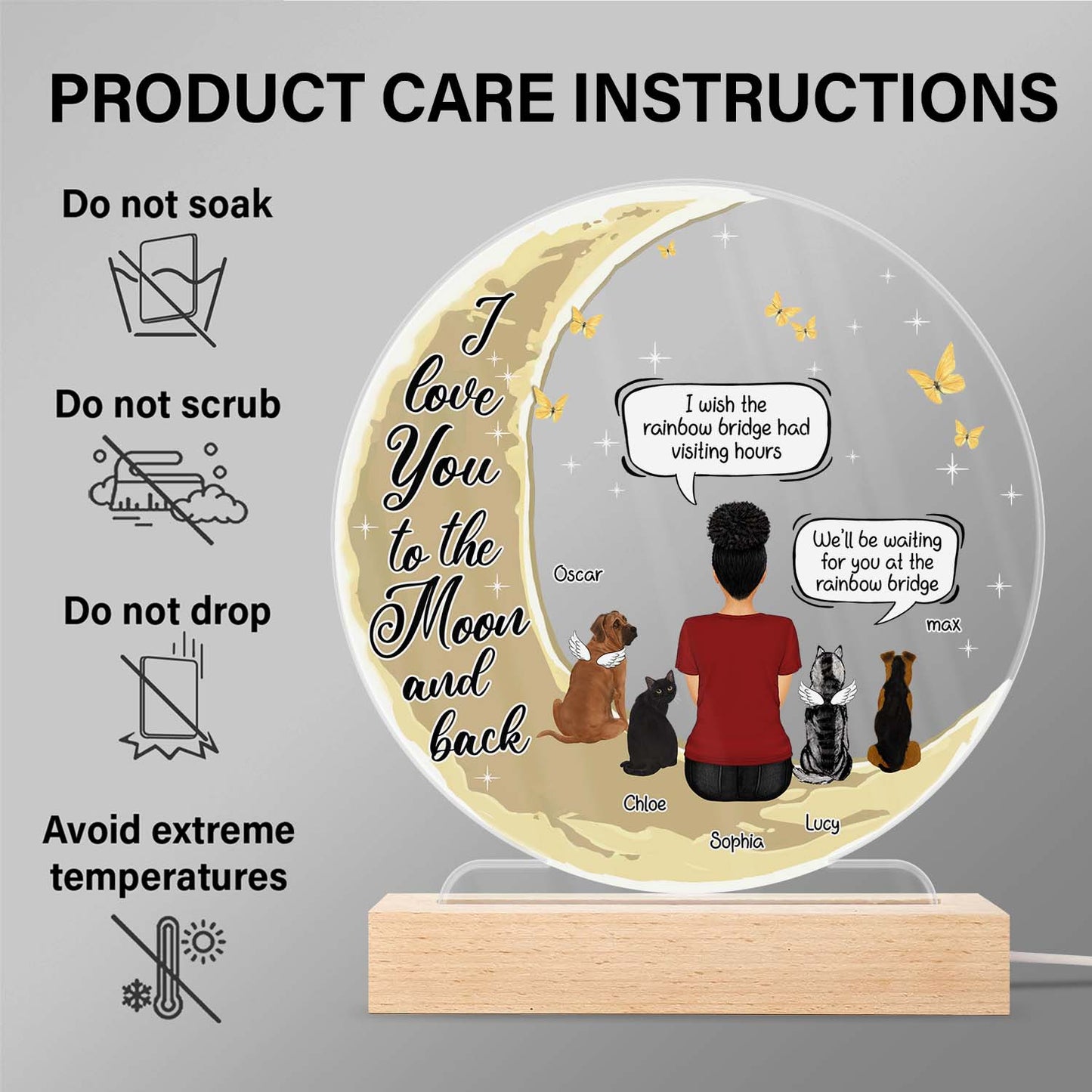 Personalized Pet Memorial For Loved One 3D LED Light - 'I Miss You' Keepsake Gift