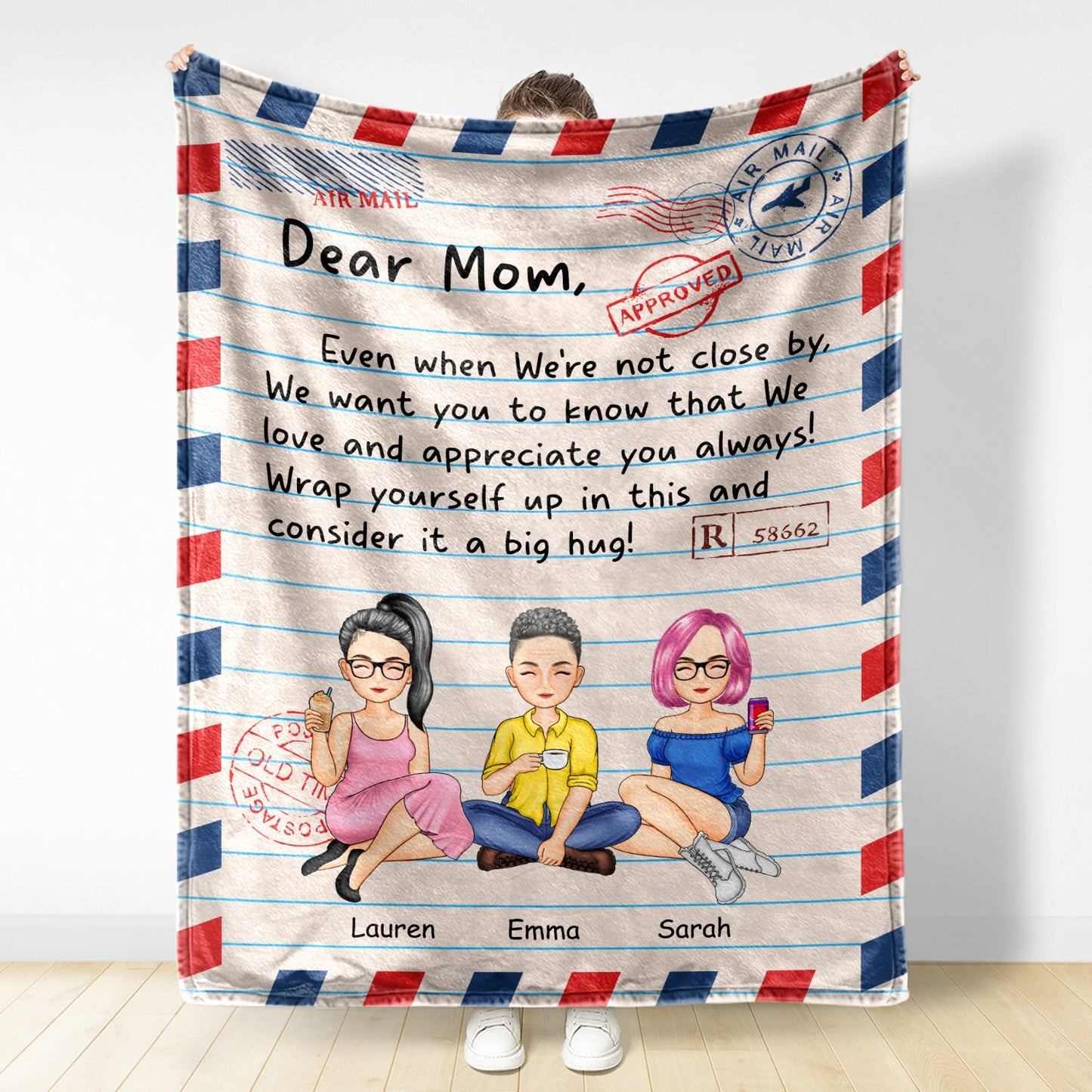 Personalized "Big Hug" Letter Blanket for Mom - Long Distance Gifts Gift