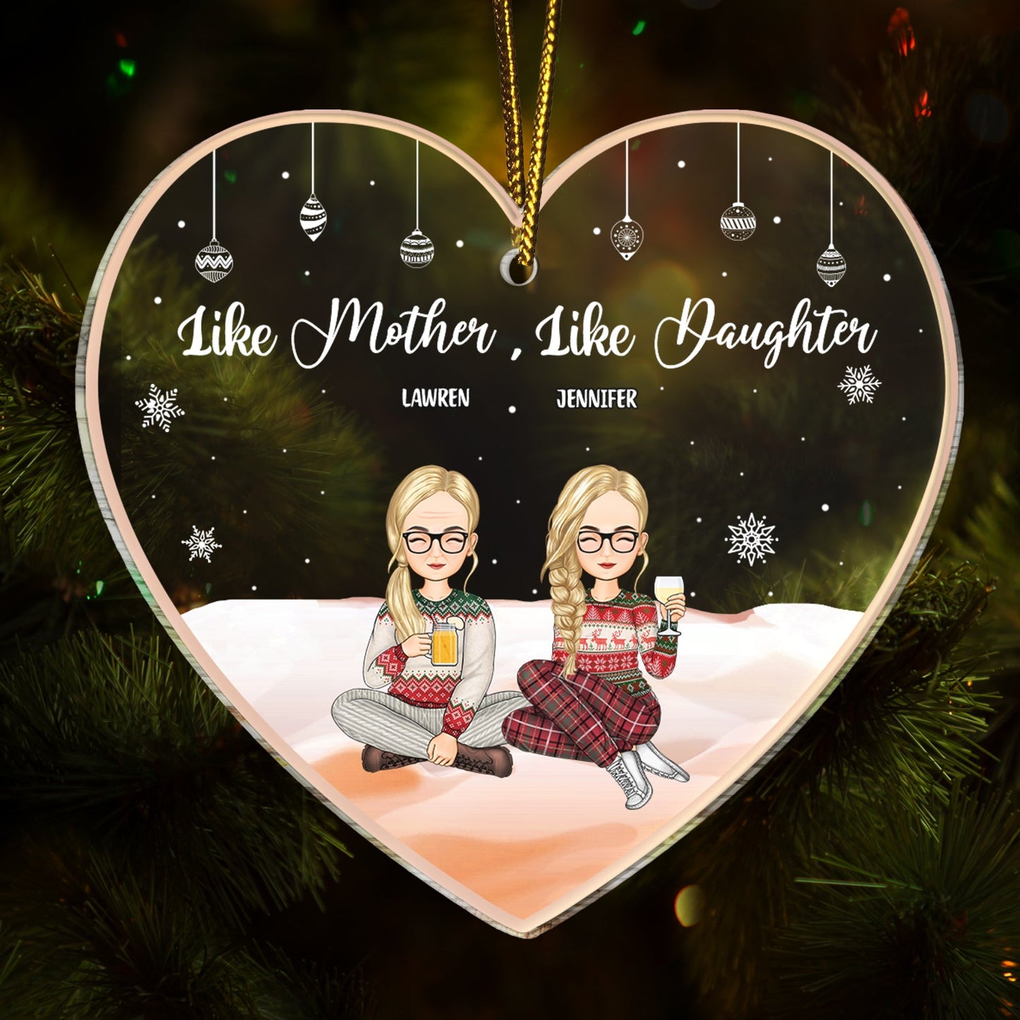 Heartfelt Personalized 'Like Mother, Like Daughter' Christmas Ornament