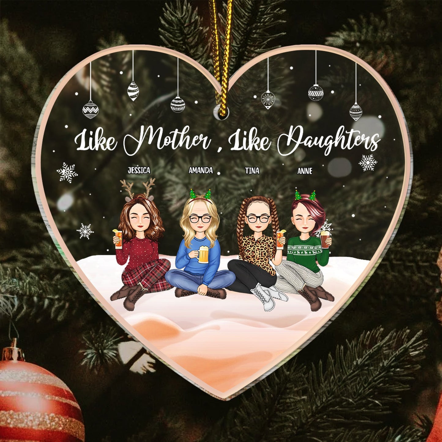 Heartfelt Personalized 'Like Mother, Like Daughter' Christmas Ornament