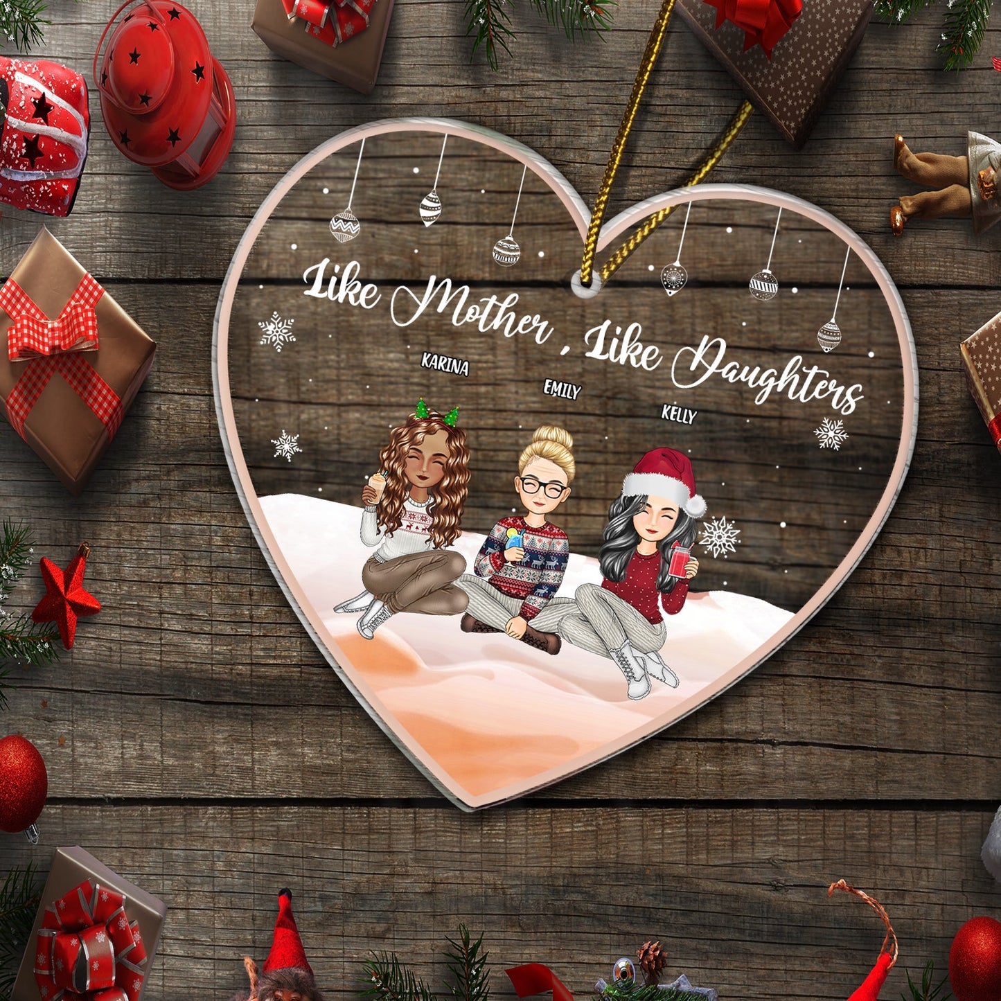Heartfelt Personalized 'Like Mother, Like Daughter' Christmas Ornament