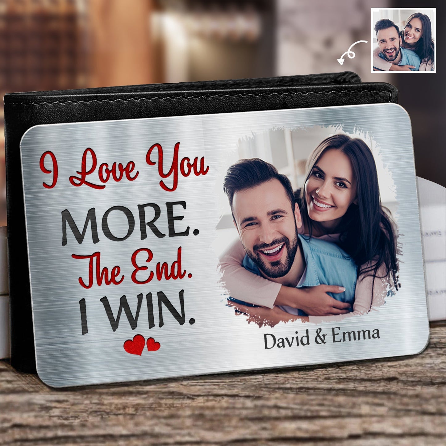 Personalized 'I Love You More' Custom Photo Wallet Card for Couples