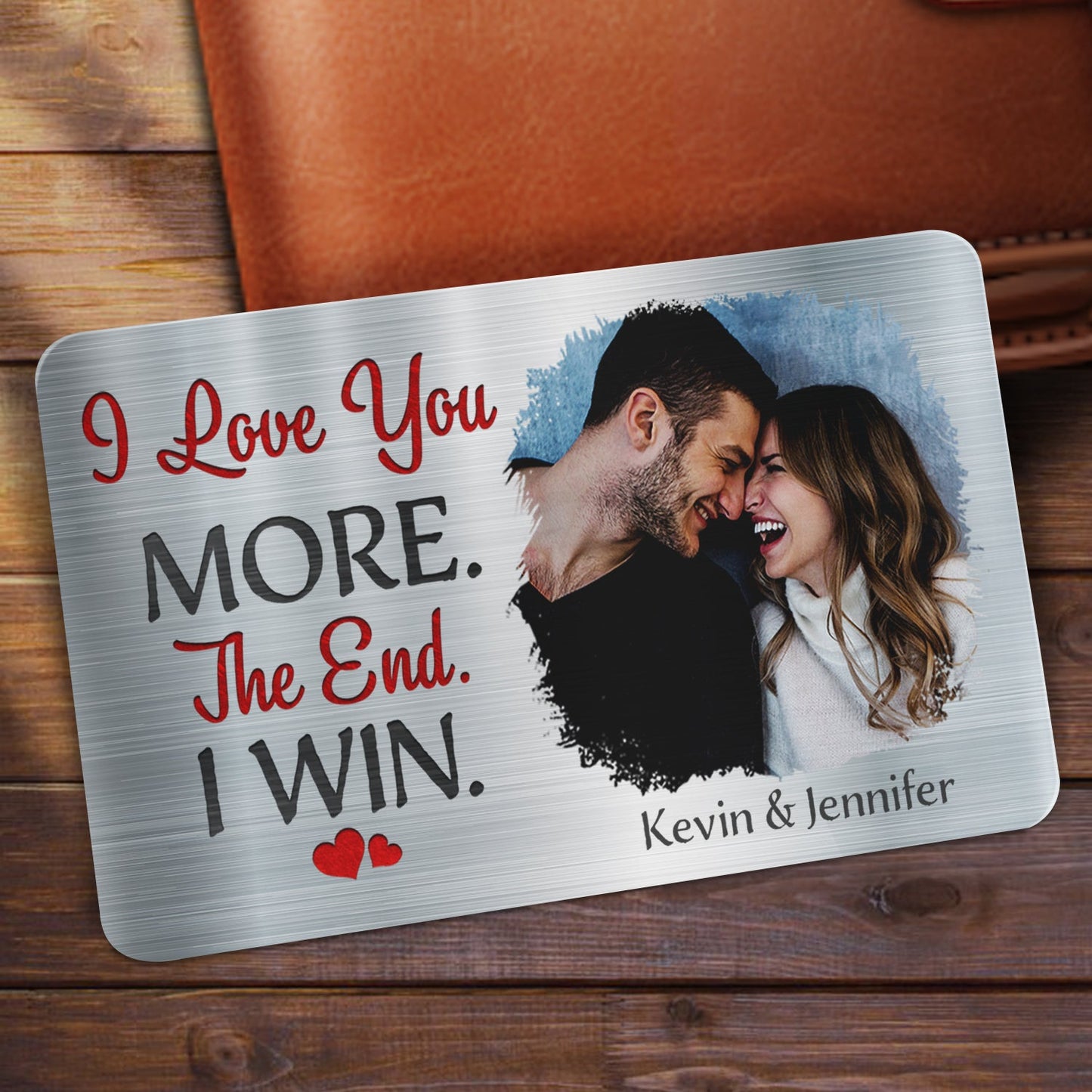 Personalized 'I Love You More' Custom Photo Wallet Card for Couples