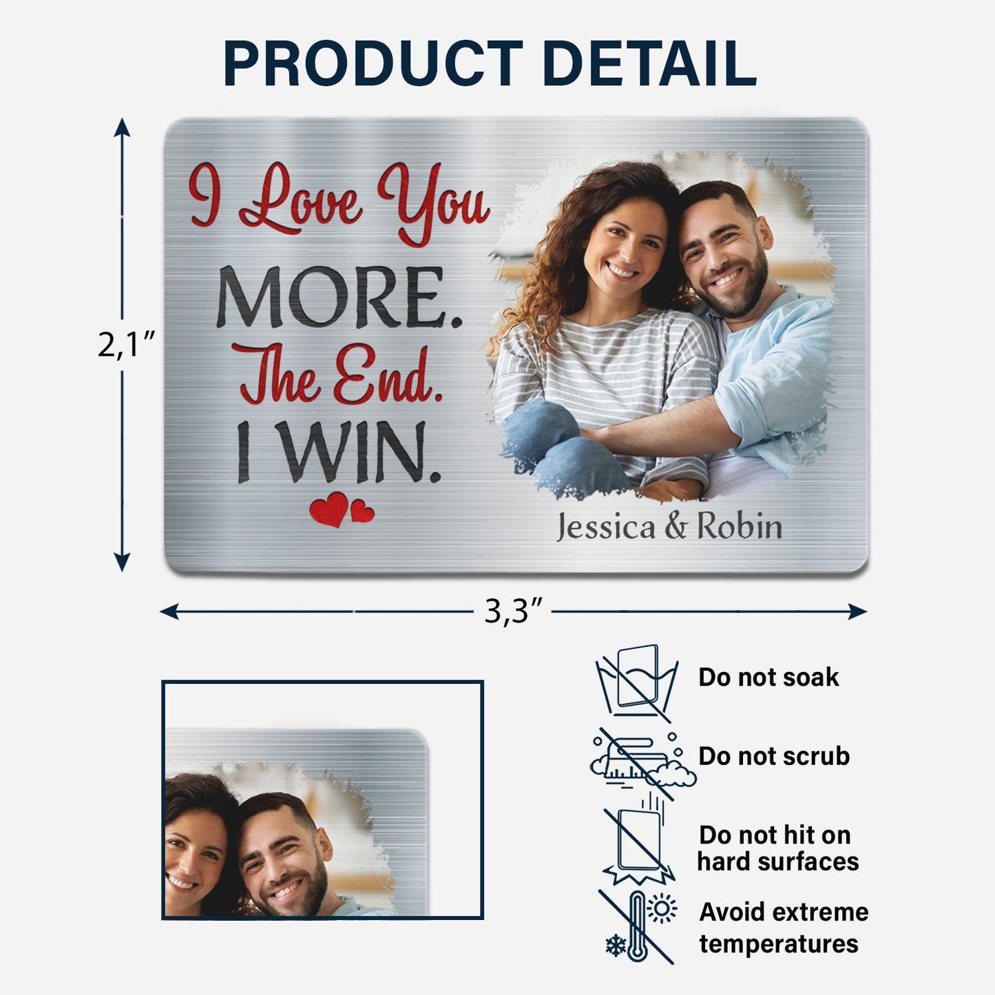 Personalized 'I Love You More' Custom Photo Wallet Card for Couples