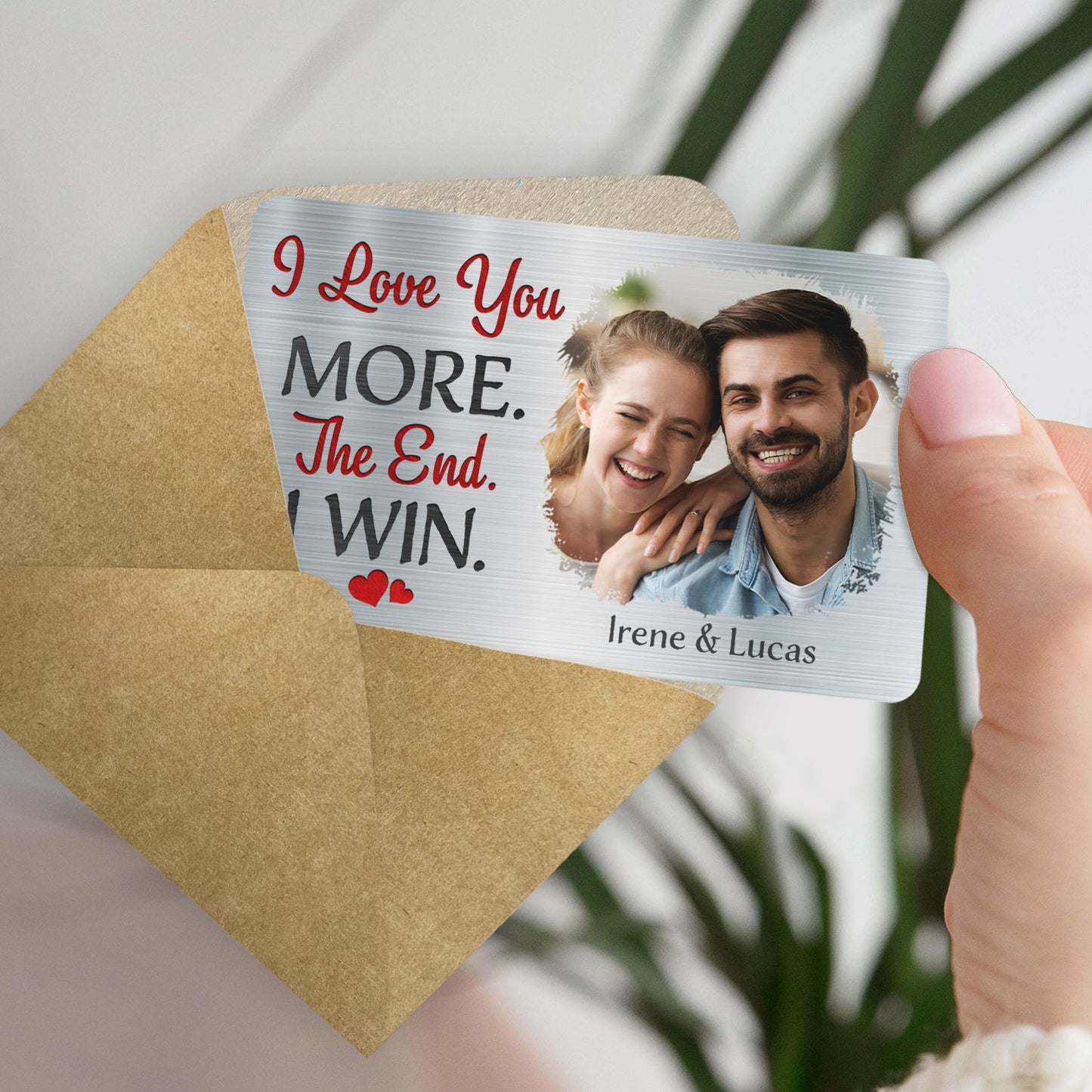 Personalized 'I Love You More' Custom Photo Wallet Card for Couples