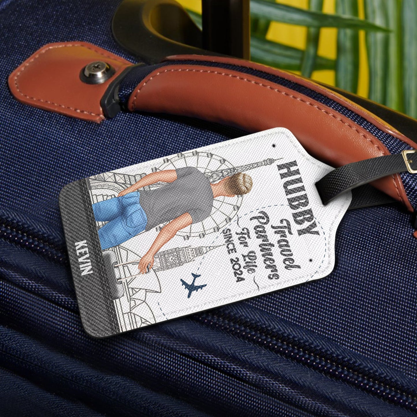 Personalized Hubby & Wifey Luggage Tags - 'Travel Partners For Life'