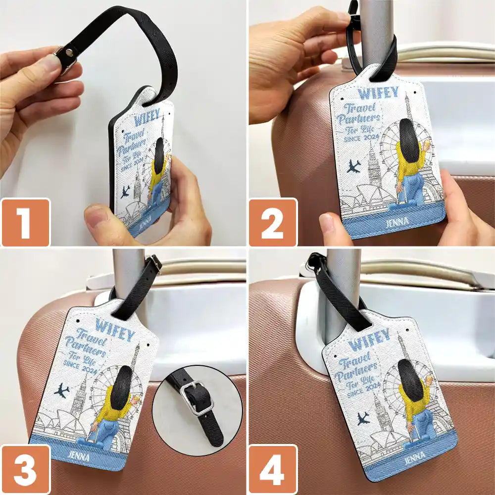 Personalized Hubby & Wifey Luggage Tags - 'Travel Partners For Life'