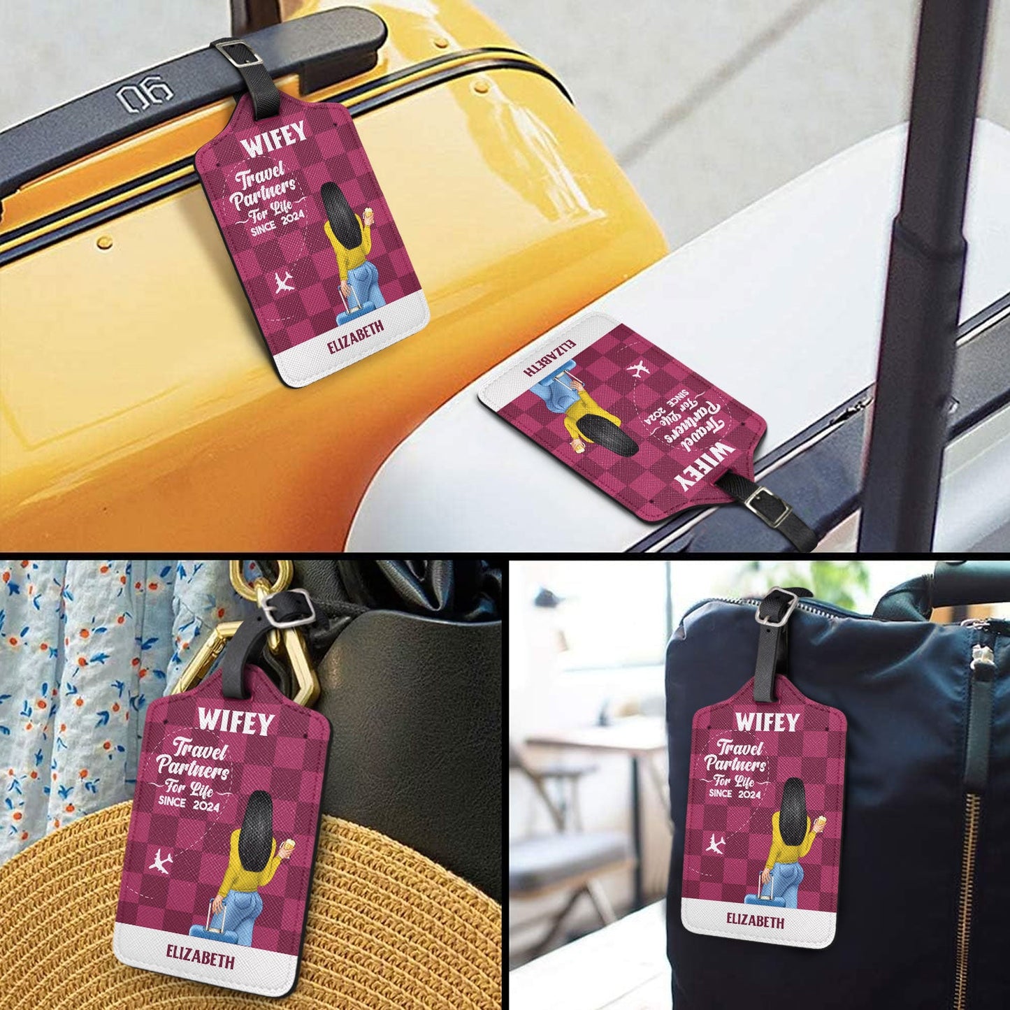 Custom 'Travel Partners For Life' Luggage Tags - Personalized Couple Travel Gift