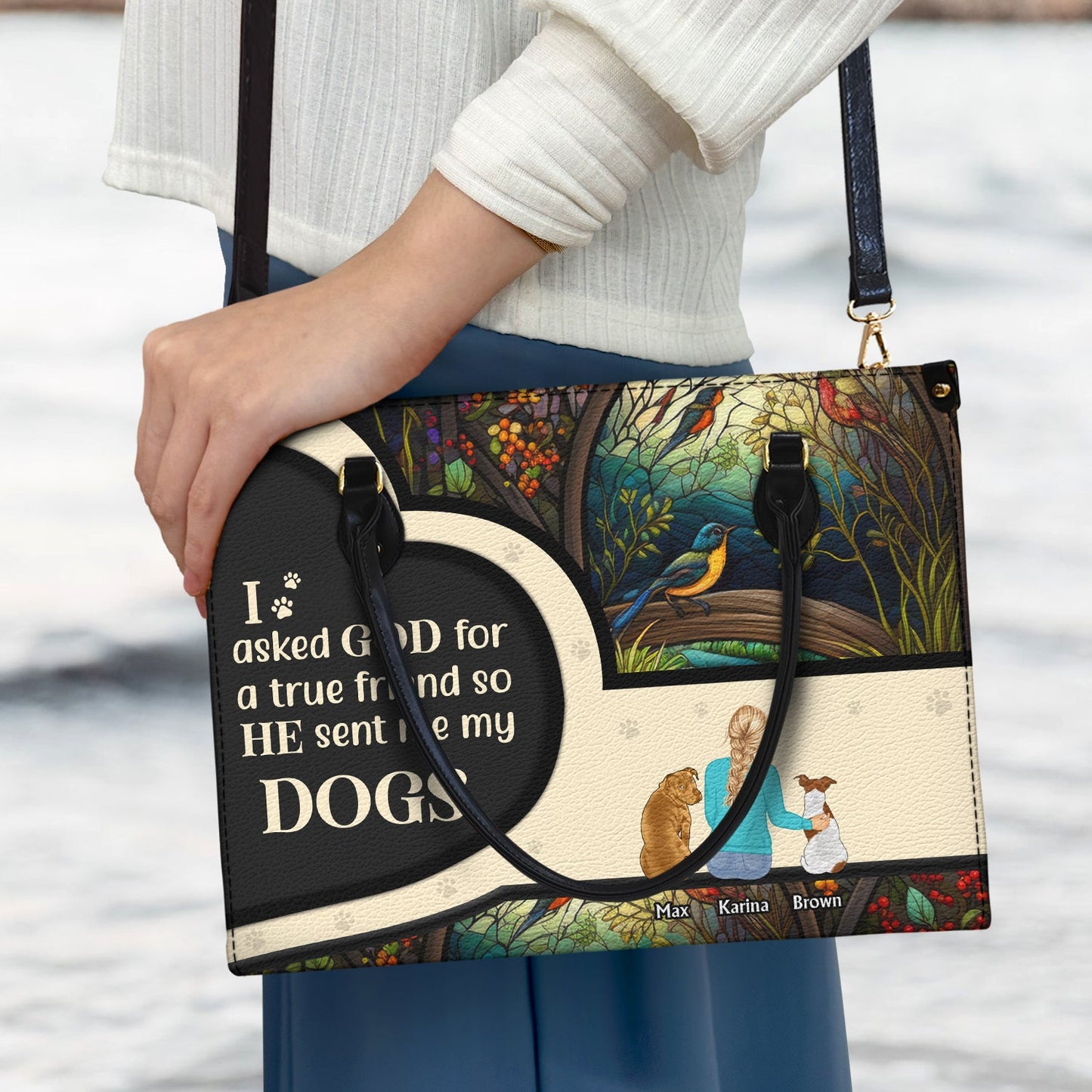 Personalized Leather Bag for Dog Moms - 'True Friend' Pet Quote