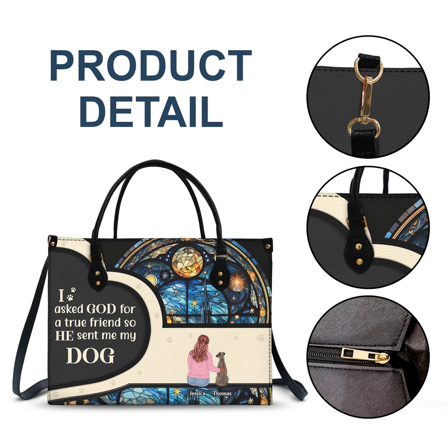 Personalized Leather Bag for Dog Moms - 'True Friend' Pet Quote