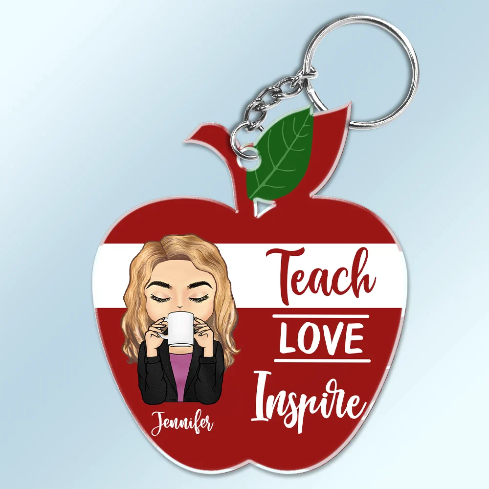 Personalized 'Teach Love Inspire' Keychain for Teachers - Back to School Gift