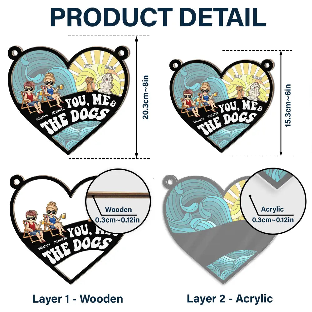 Personalized Beach Suncatcher: "You, Me & The Dogs" for Couples