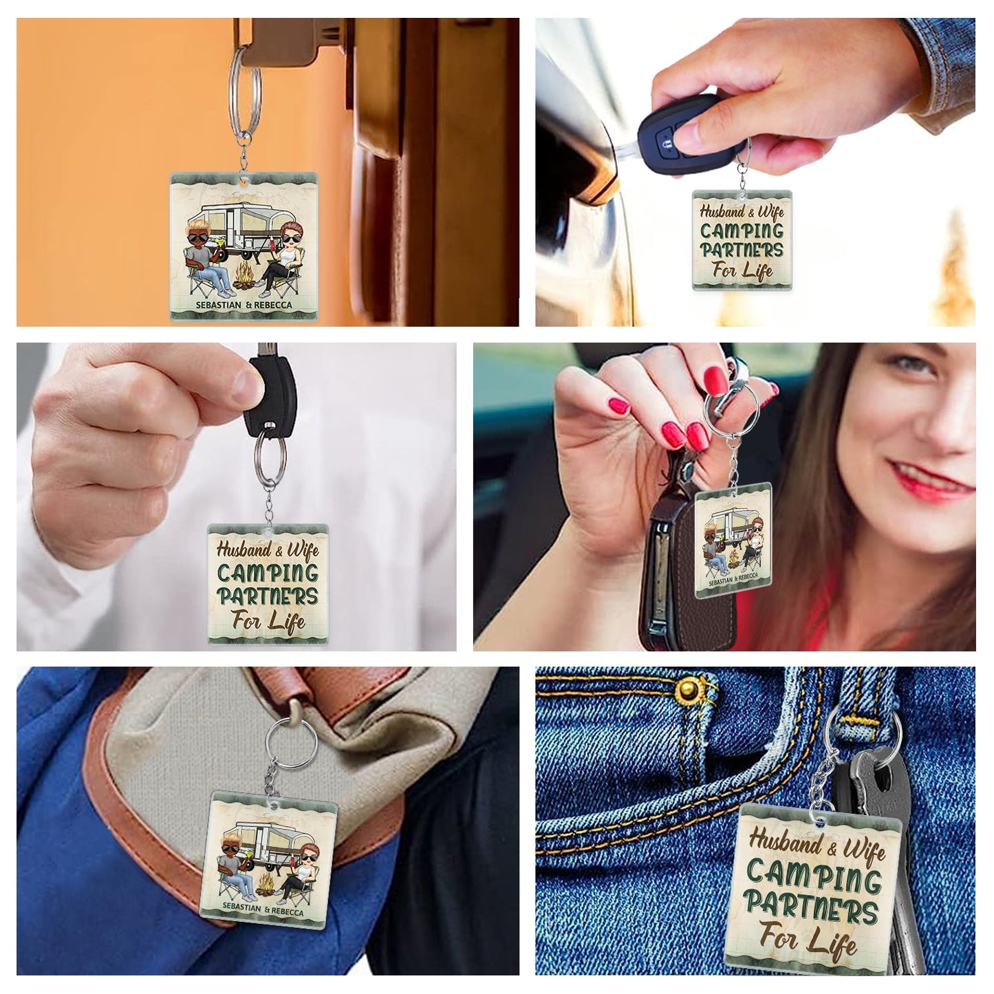 Personalized 'Keys to the Camper' Keychain - Unique Camping Couple Gift