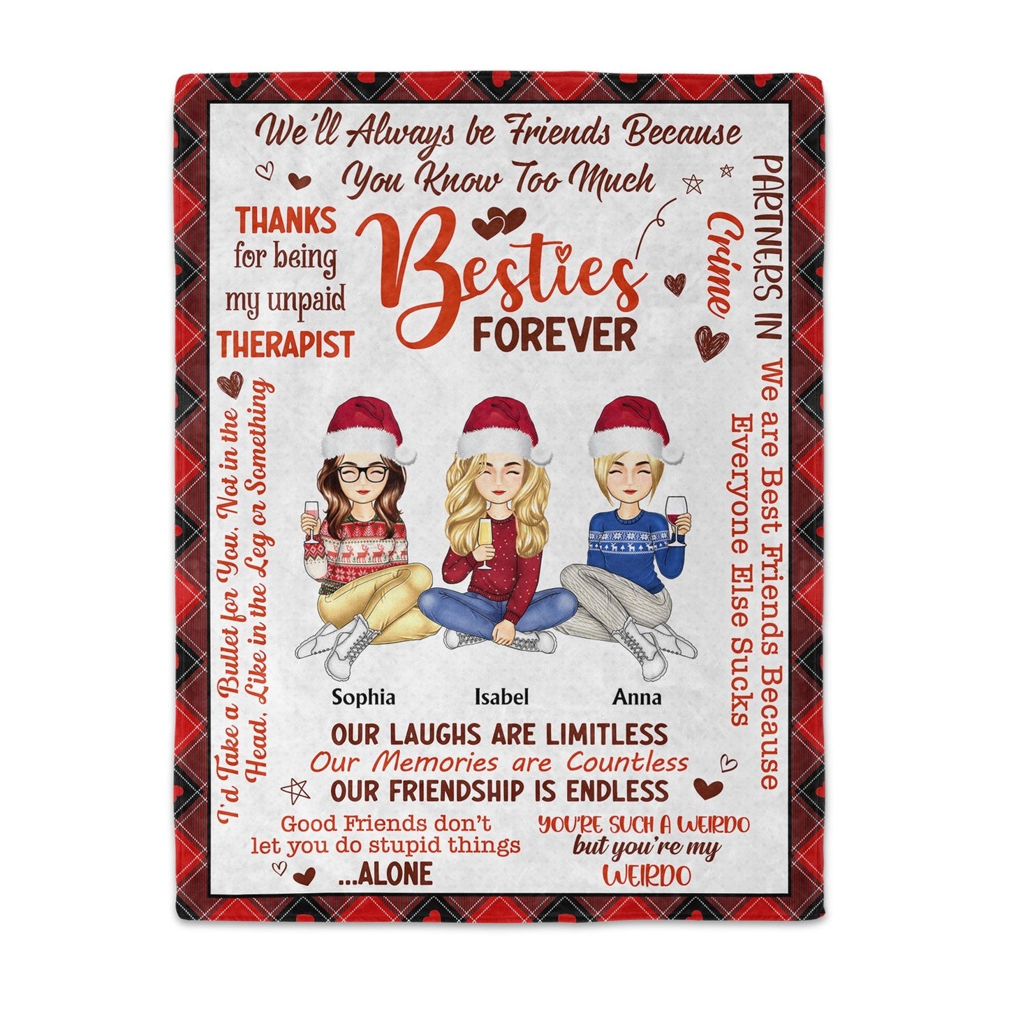 Besties Forever Holiday Blanket – A Cozy Tribute to Friendship & Festivities