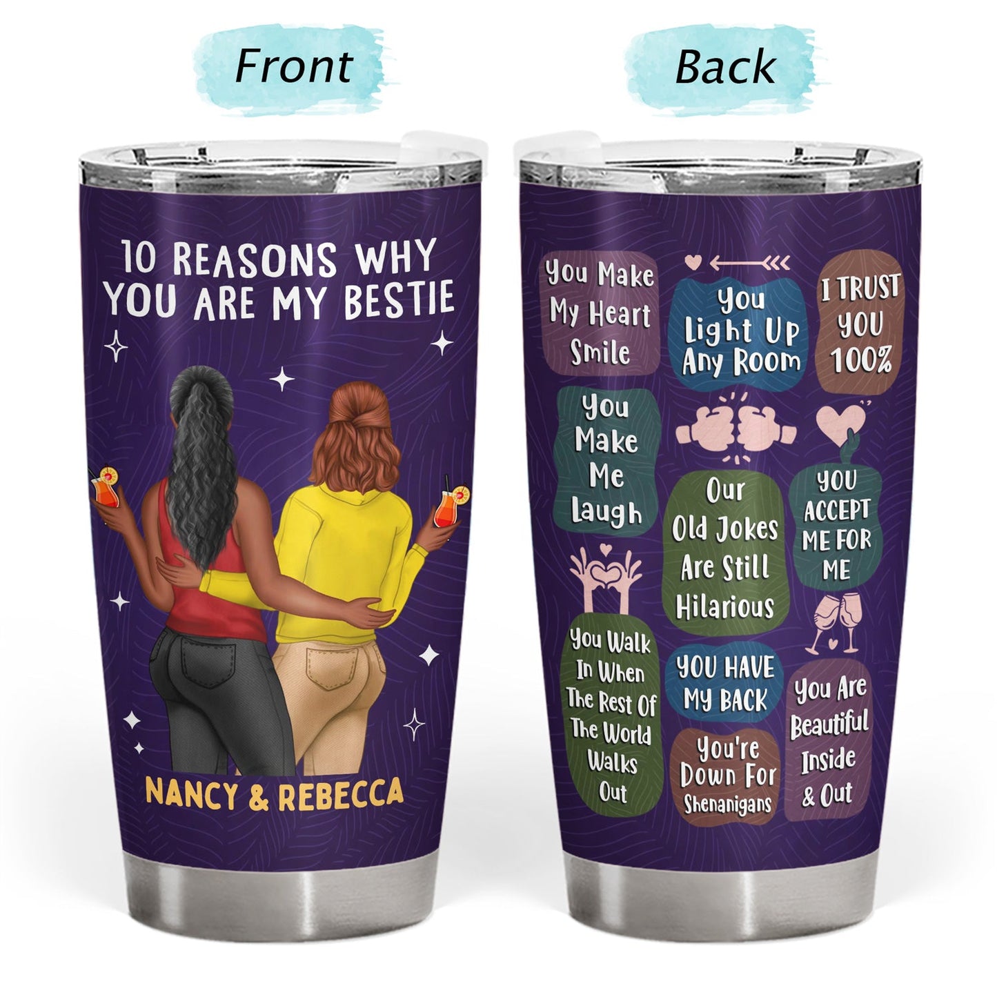 Personalized Best Friend Tumbler: '10 Reasons Why You Are My Bestie' Gift
