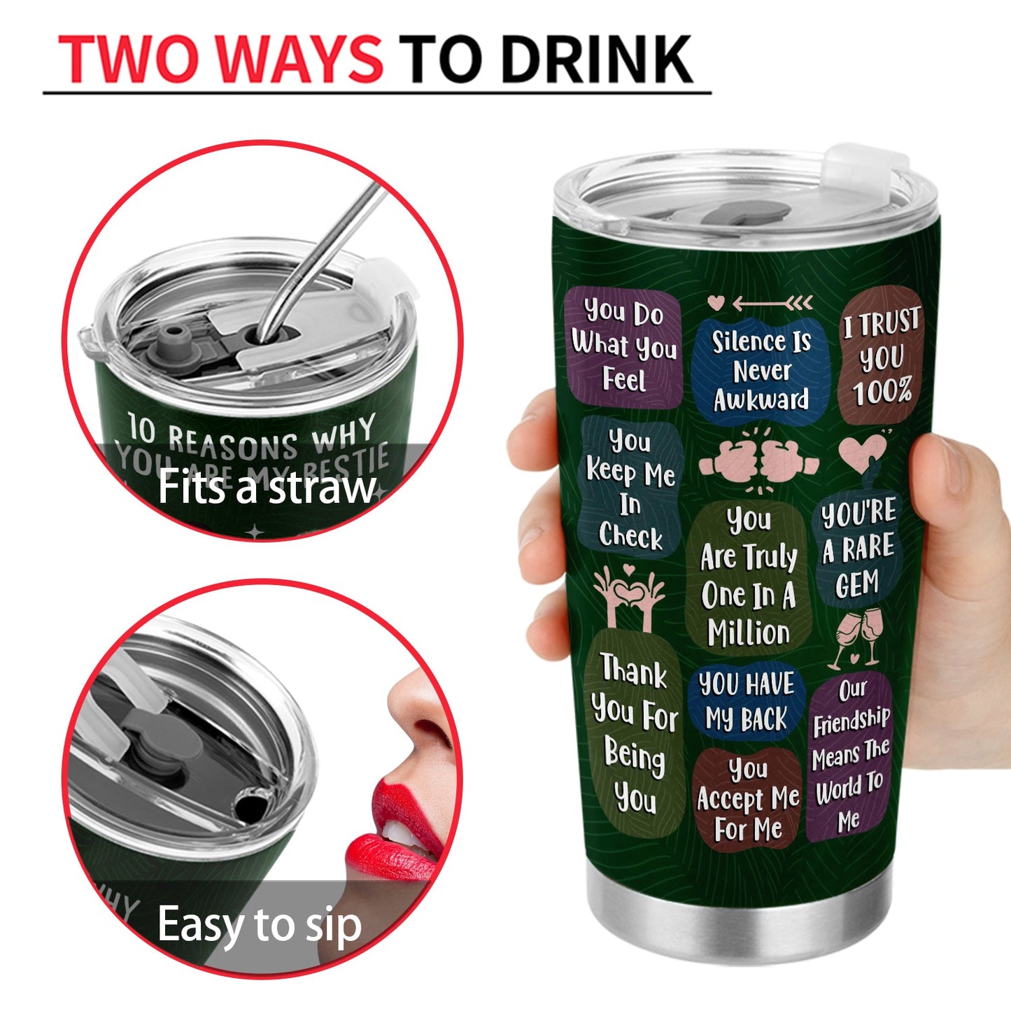 Personalized Best Friend Tumbler: '10 Reasons Why You Are My Bestie' Gift