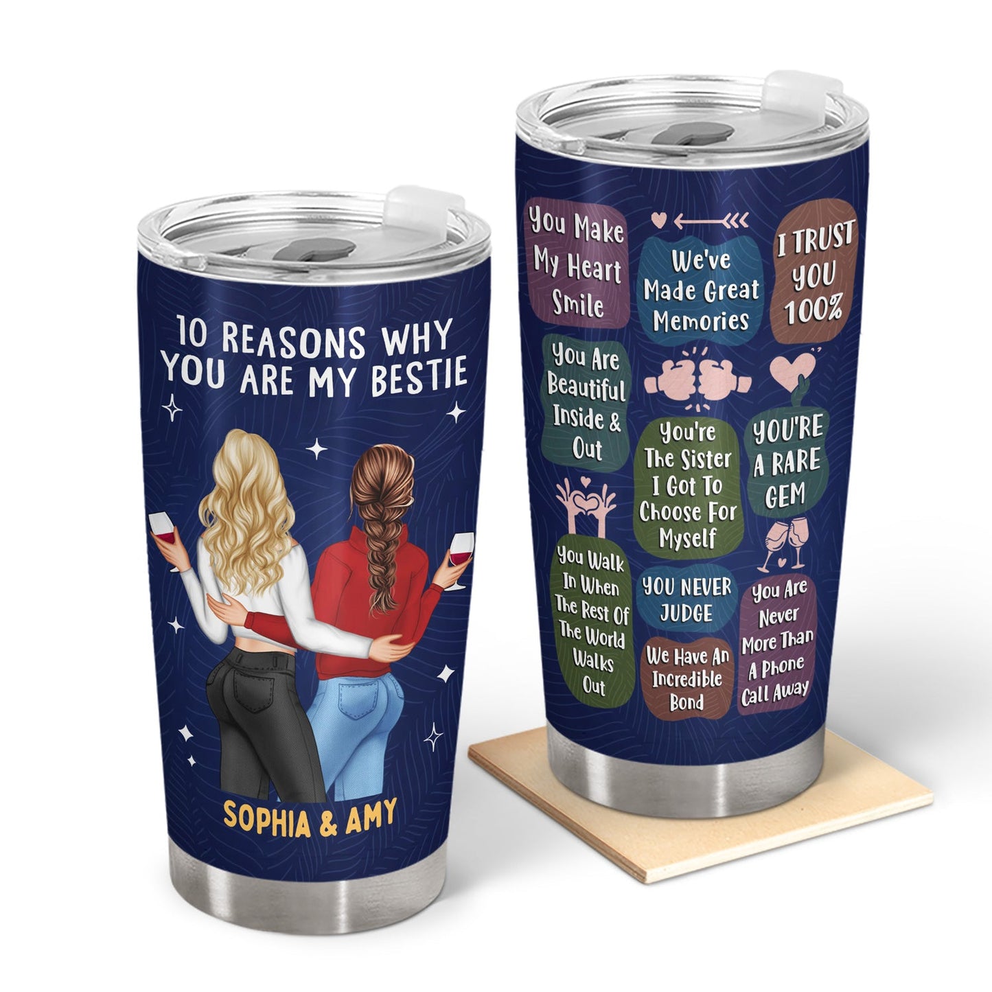 Personalized Best Friend Tumbler: '10 Reasons Why You Are My Bestie' Gift