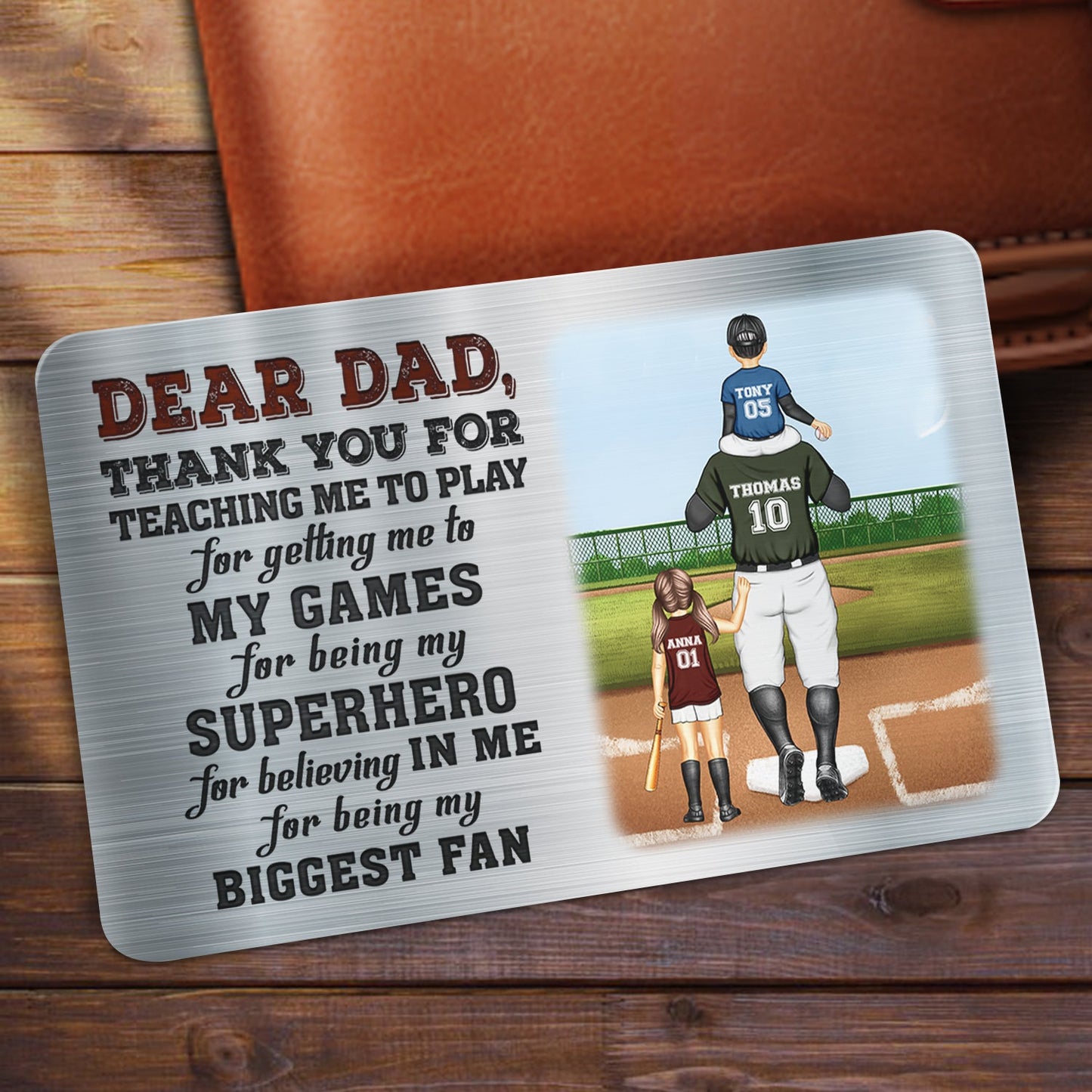 Personalized "My Superhero & Biggest Fan" Dad Aluminum Wallet Card